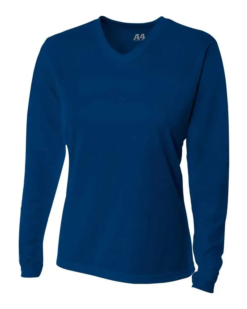 A4 Nw3255 Women’s Long Sleeve V-neck Birds Eye Mesh Tee - Navy