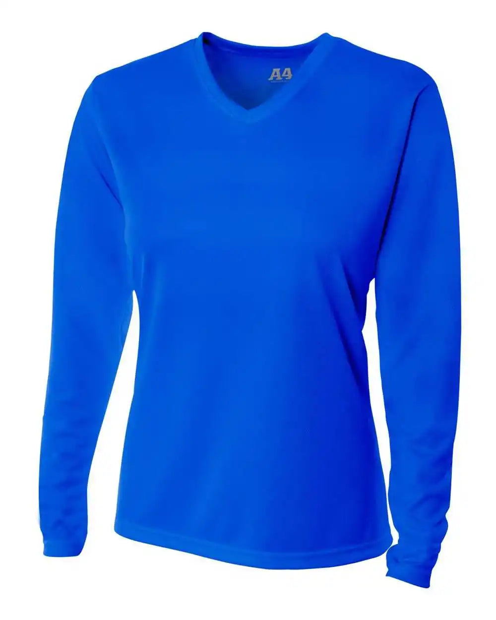A4 Nw3255 Women’s Long Sleeve V-neck Birds Eye Mesh Tee - Royal