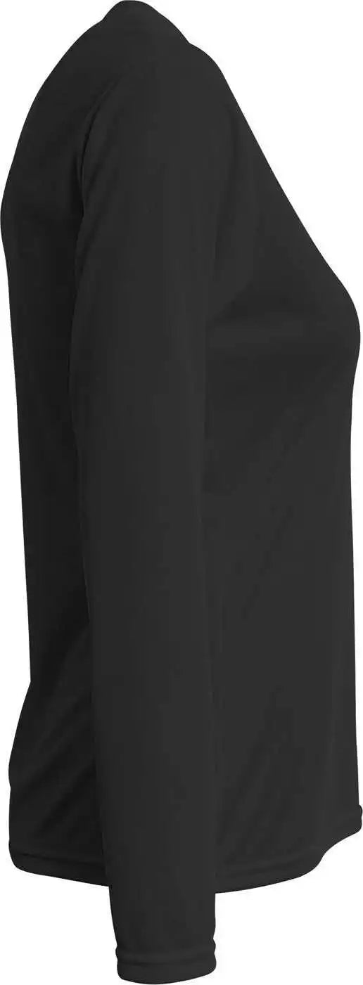 A4 Nw3425 Ladies’ Long Sleeve Sprint v Neck t Shirt Black