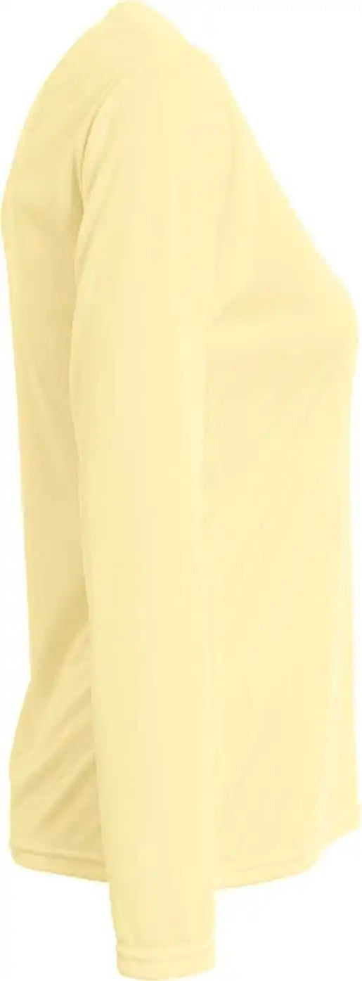A4 Nw3425 Ladies’ Long Sleeve Sprint v Neck t Shirt Light Yellow