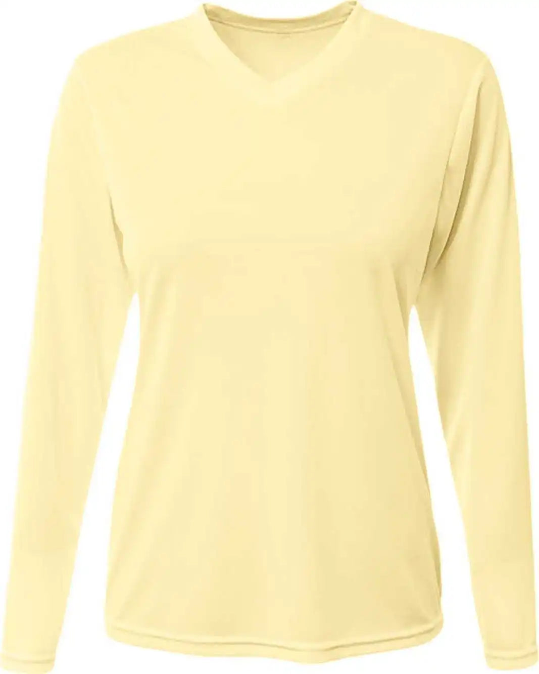 A4 Nw3425 Ladies’ Long Sleeve Sprint v Neck t Shirt Light Yellow