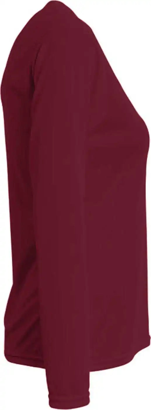A4 Nw3425 Ladies’ Long Sleeve Sprint v Neck t Shirt Maroon