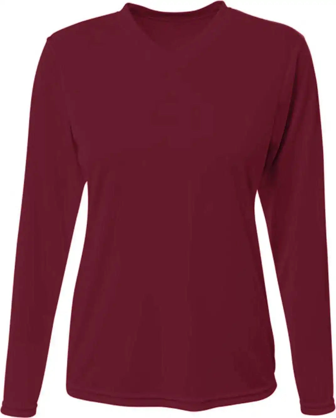 A4 Nw3425 Ladies’ Long Sleeve Sprint v Neck t Shirt Maroon