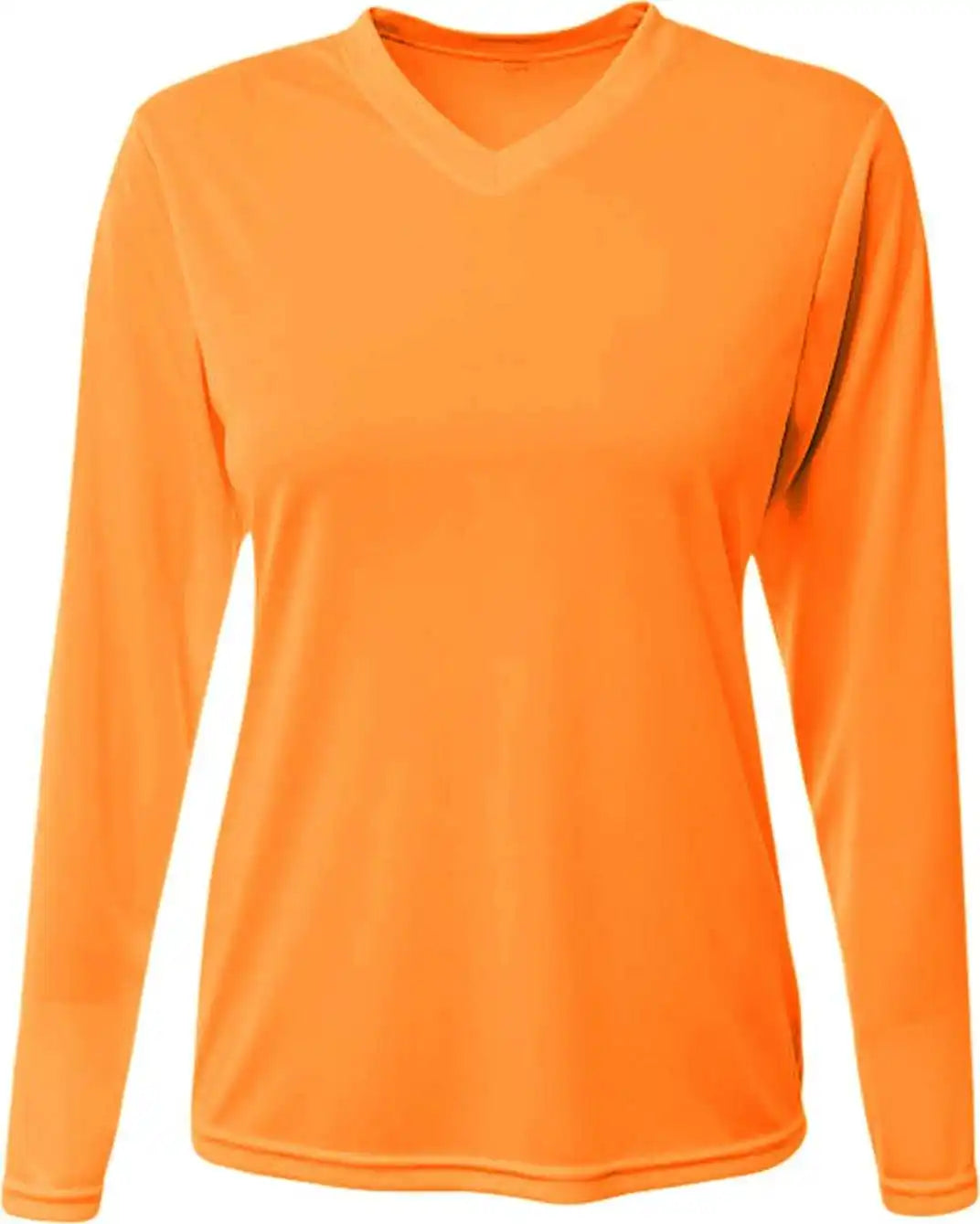 A4 Nw3425 Ladies’ Long-sleeve Sprint V-neck T-shirt - Safety Orange