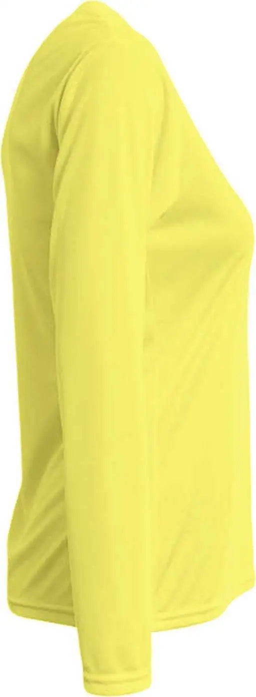 A4 Nw3425 Ladies’ Long-sleeve Sprint V-neck T-shirt - Safety Yellow