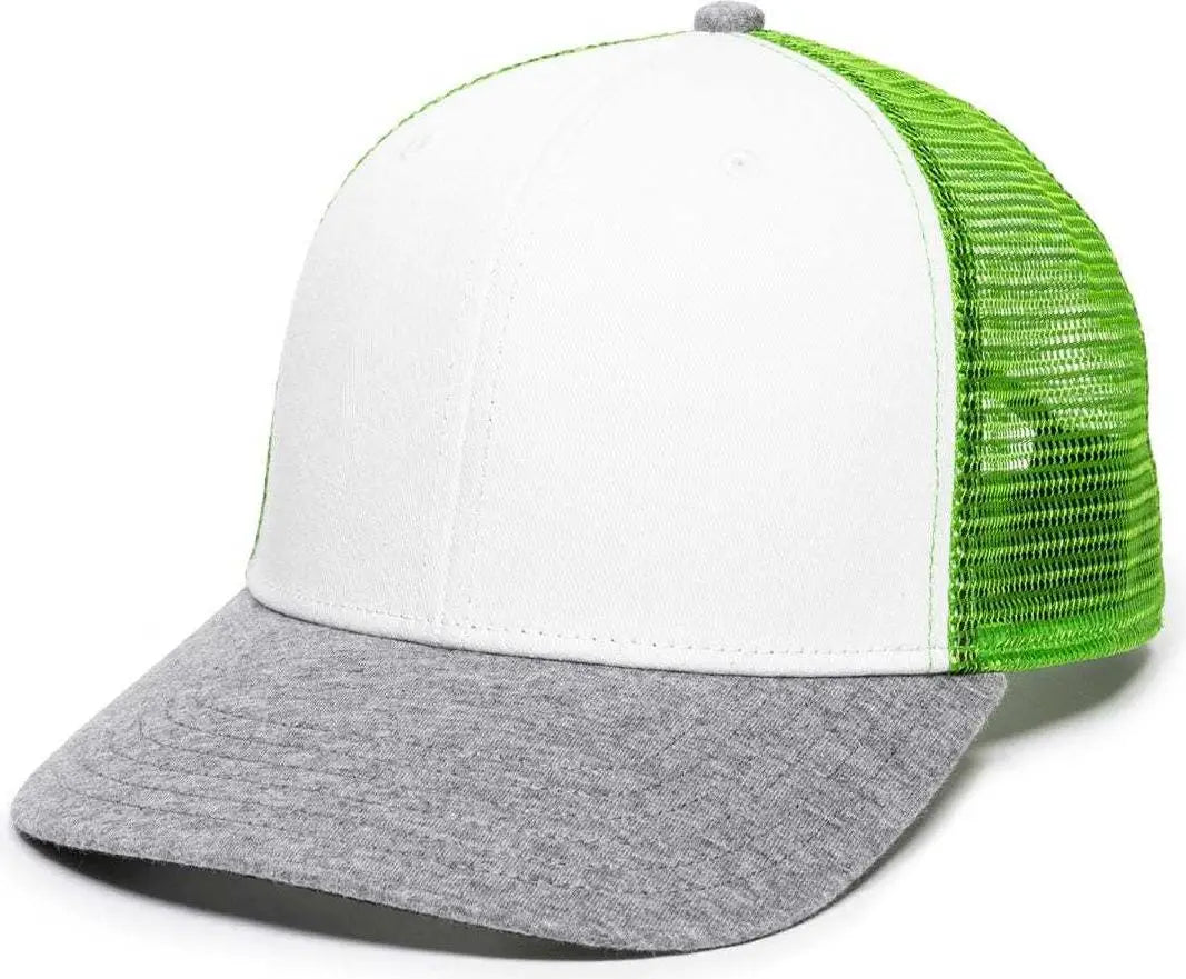 Oc Sports Rgr-200m Adjustable Mesh Back Gray Heathered Bill Cap - White Green Grey - 6 7/8’’ - 7 1/2’’