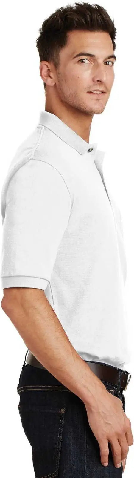 Port Authority K420p Heavyweight Cotton Pique Polo with Pocket - White