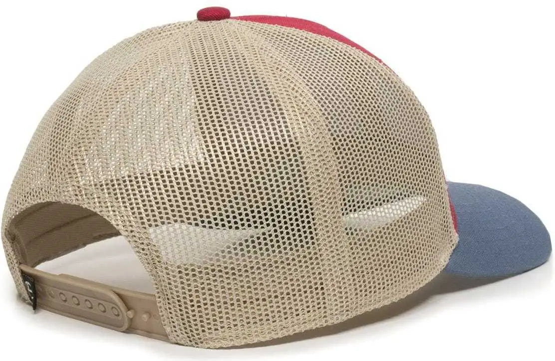 Oc Sports Oc770 Adjustable Mesh Back Cap with Sweatband - Crimson Khaki Light Slate - Red / 6 7/8’’ - 7 1/2’’