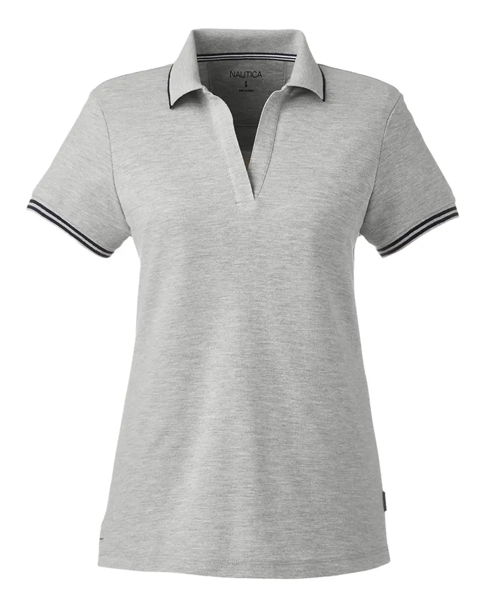 Nautica N17168 Women’s Deck Polo - Oxford Heather - Gray / Xs