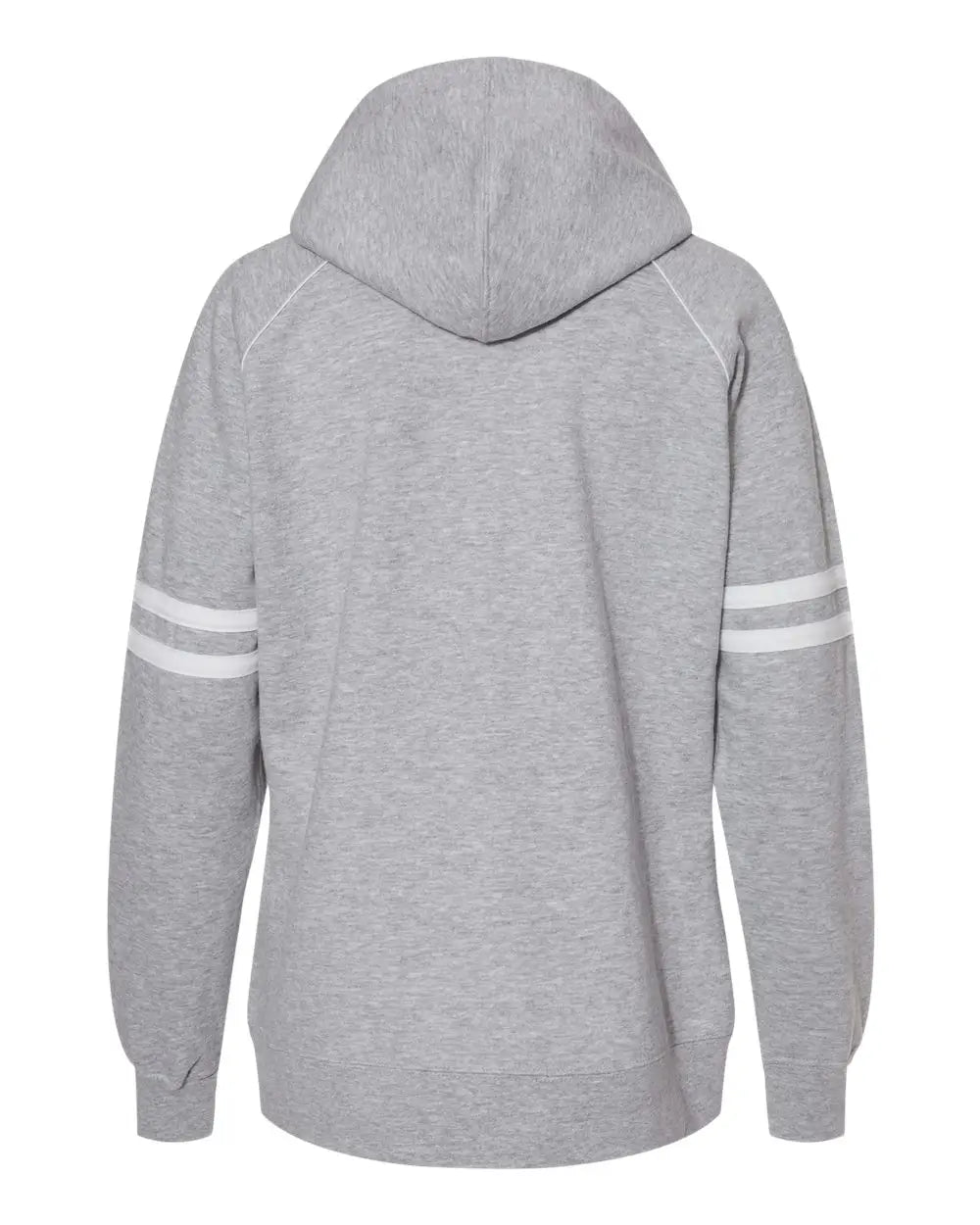 J. America 8645 Women’s Varsity Fleece Piped Hooded Sweatshirt - Oxford - Gray / s