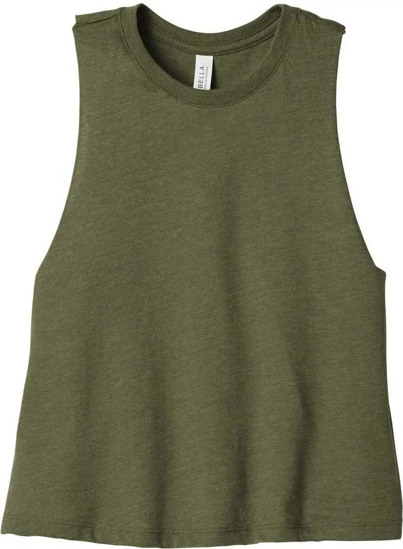 Bella + Canvas 6682 Women’s Racerback Cropped Tank - Heather Olive