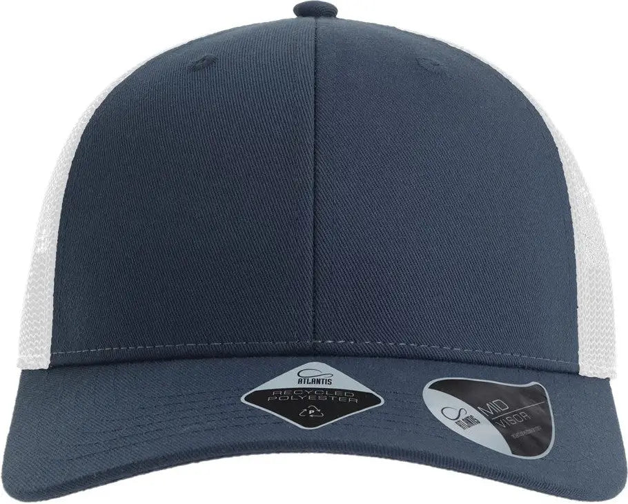 Atlantis Headwear Bryce Sustainable Trucker Cap - Navy White - one Size Fits Most