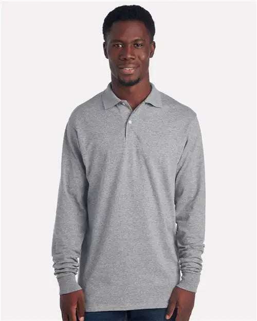 Jerzees 437lr Dri-power® Long Sleeve Polo - Oxford - Gray / s