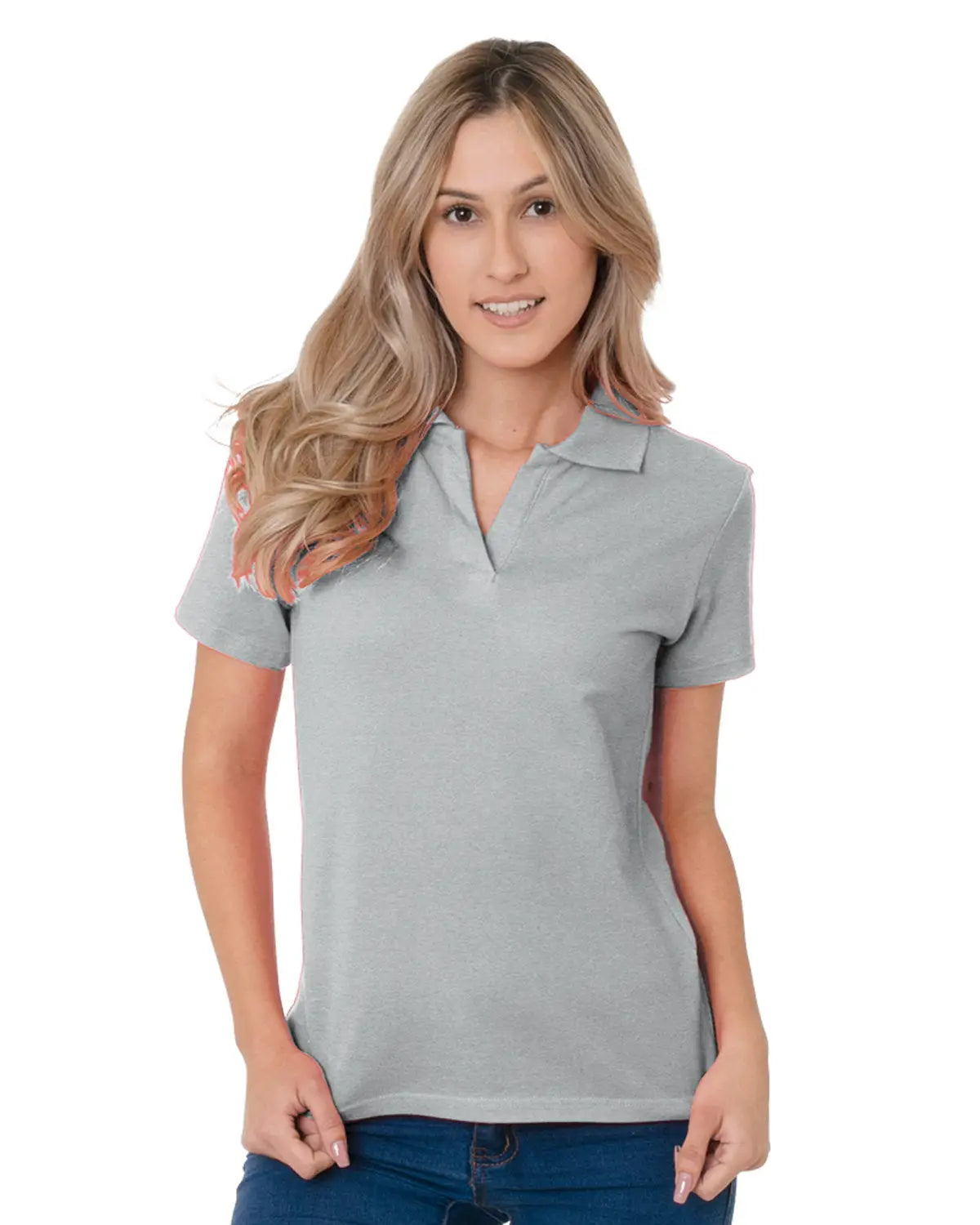 Bayside 1050b Women’s Usa-made V-neck Polo - 1050 - Dark Ash