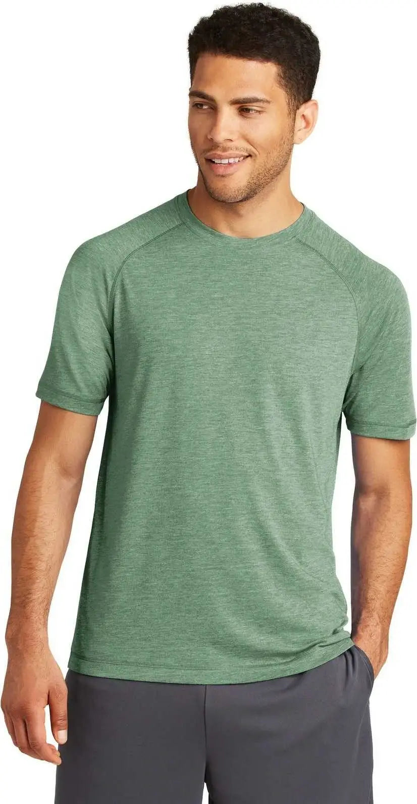 Sport-tek St400 Posicharge Tri-blend Wicking Raglan Tee - Forest Green Heather