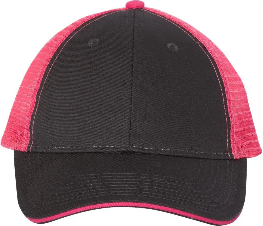 Valucap S102 Sandwich Trucker Cap - Charcoal Neon Pink - one Size Fits Most