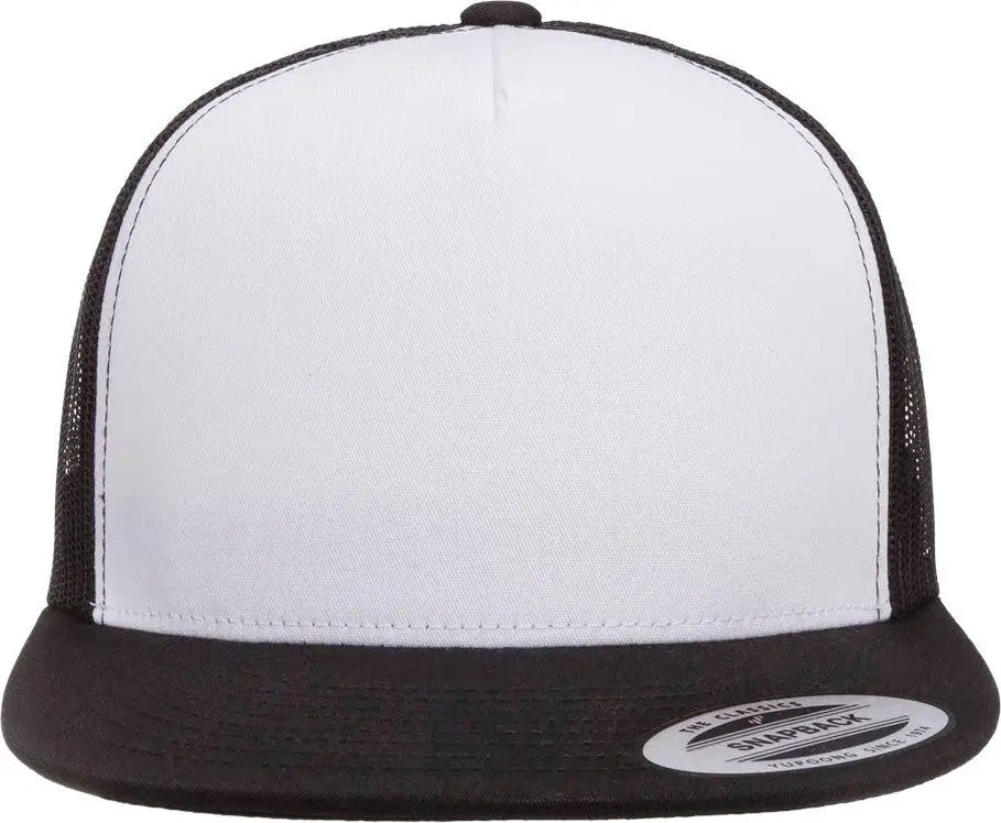 Yp Classics 6006 Five-panel Classic Trucker Cap - Black White - one Size Fits Most