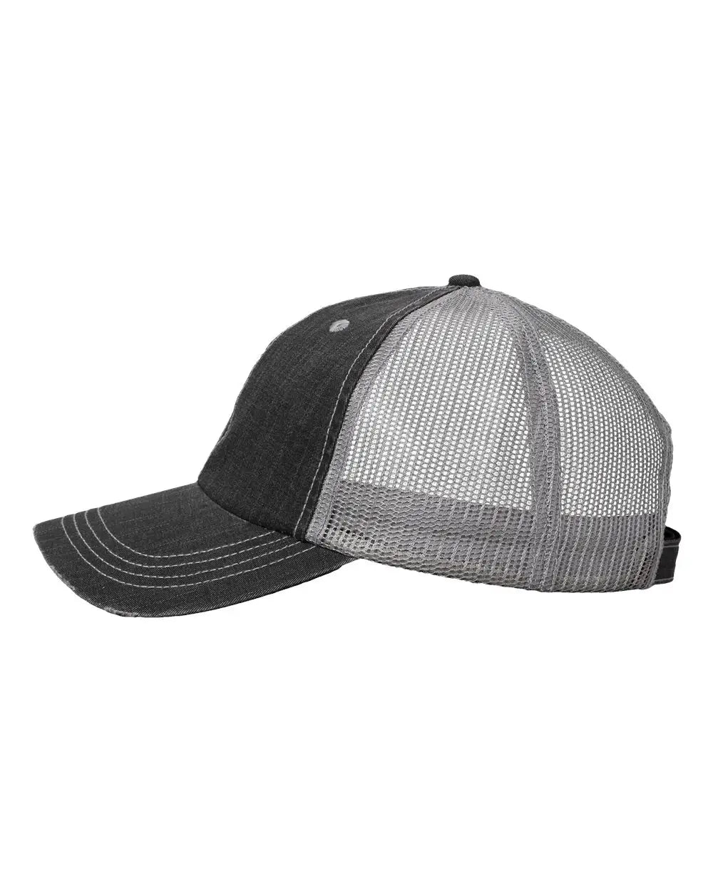 Valucap Vc990 Contrast Stitch Cap - Black Gray - one Size Fits Most