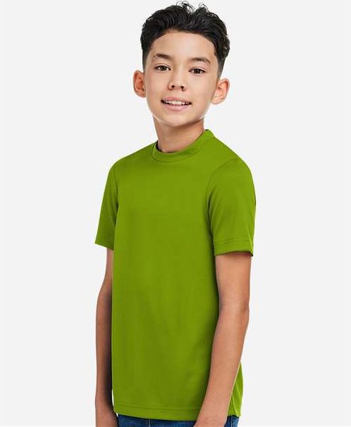 Left View of Acid Green Youth Zone Performance Mesh T-Shirt - TT15Y