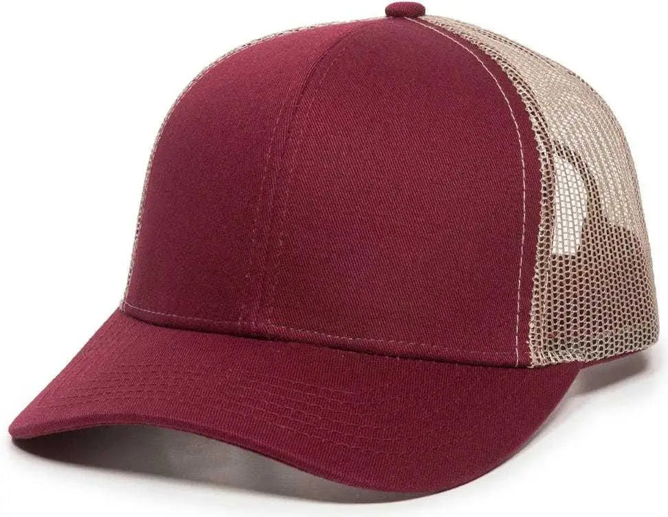 Oc Sports Mbw-600 Team Adjustable Mesh Back Ball Cap - Maroon Khaki - 6 7/8’’ - 7 1/2’’