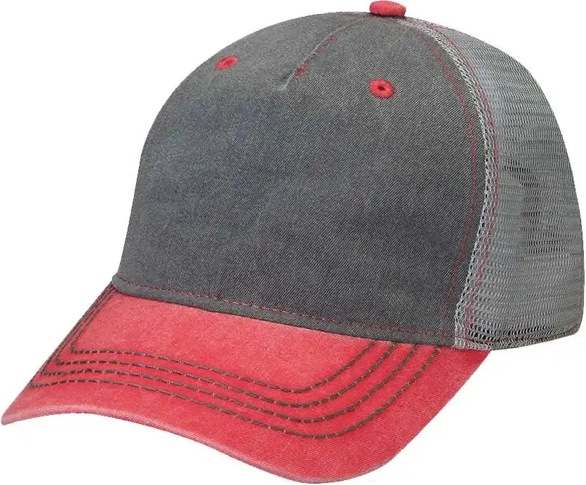 Adams Headwear En102 Endeavor Cap - Charcoal Red Grey - Charcoal/ Red/ / Osfm