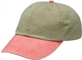 Adams Headwear LP101 Optimum Pigment-Dyed Cap - Khaki  Coral