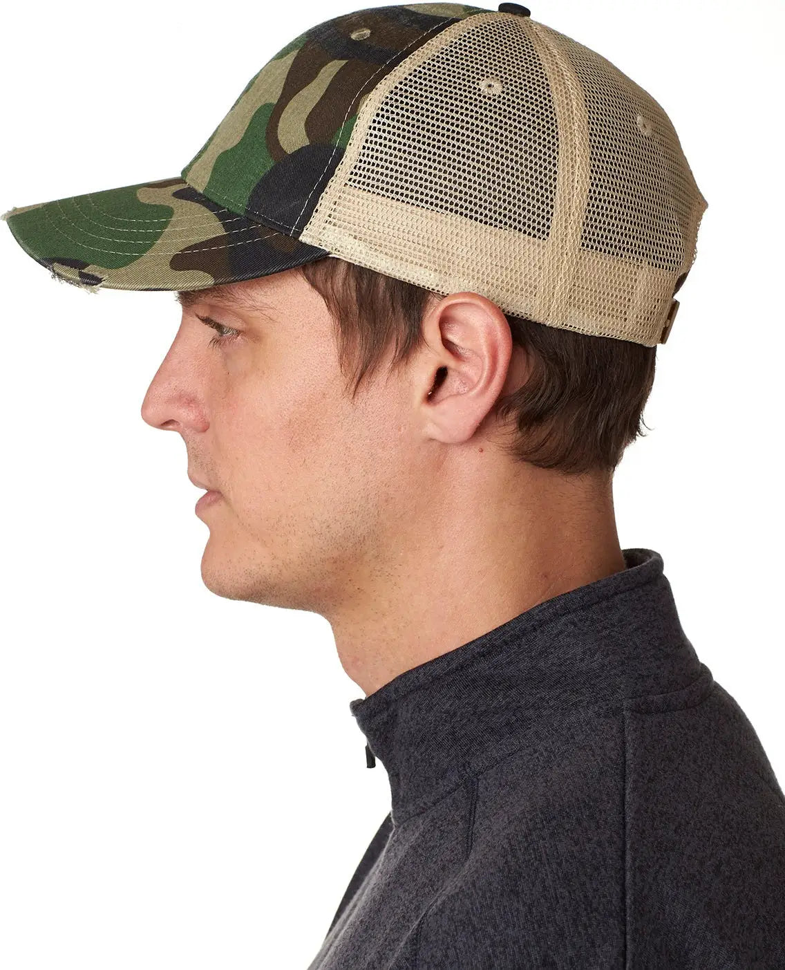 Adams Headwear Ol102 Ollie Distressed Cap - Jungle Camo Tan - Camo/ / one Size Fits Most