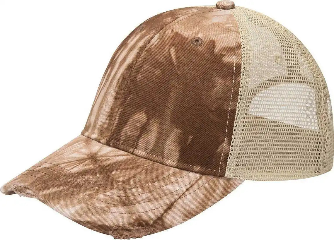 Adams Ol102 Distressed Ollie Cap - Brown Tie Dye Tan - one Size Fits Most
