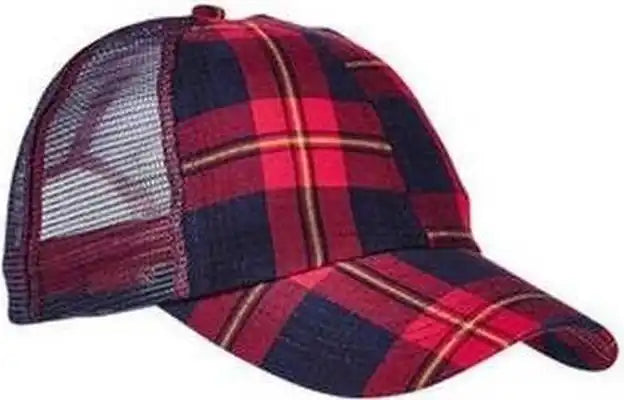Adams Vb101 Vibe Cap - Redark Navy Plaid - Red / one Size Fits Most
