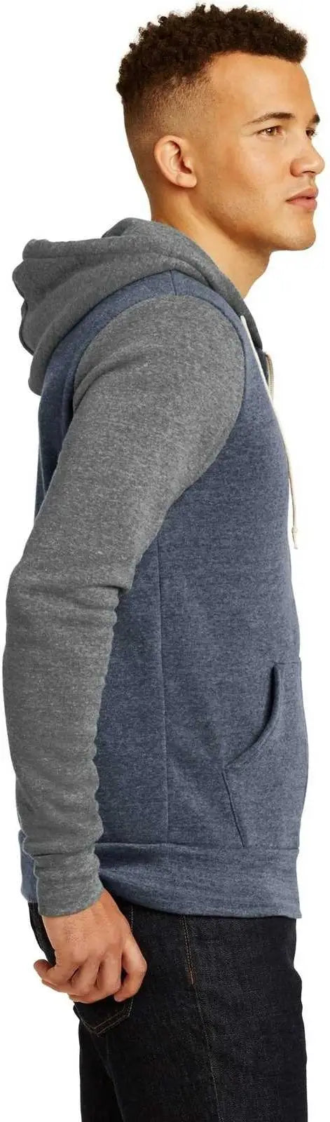Alternative Aa32023 Colorblock Rocky Eco Fleece Zip Hoodie - True Navy Gray