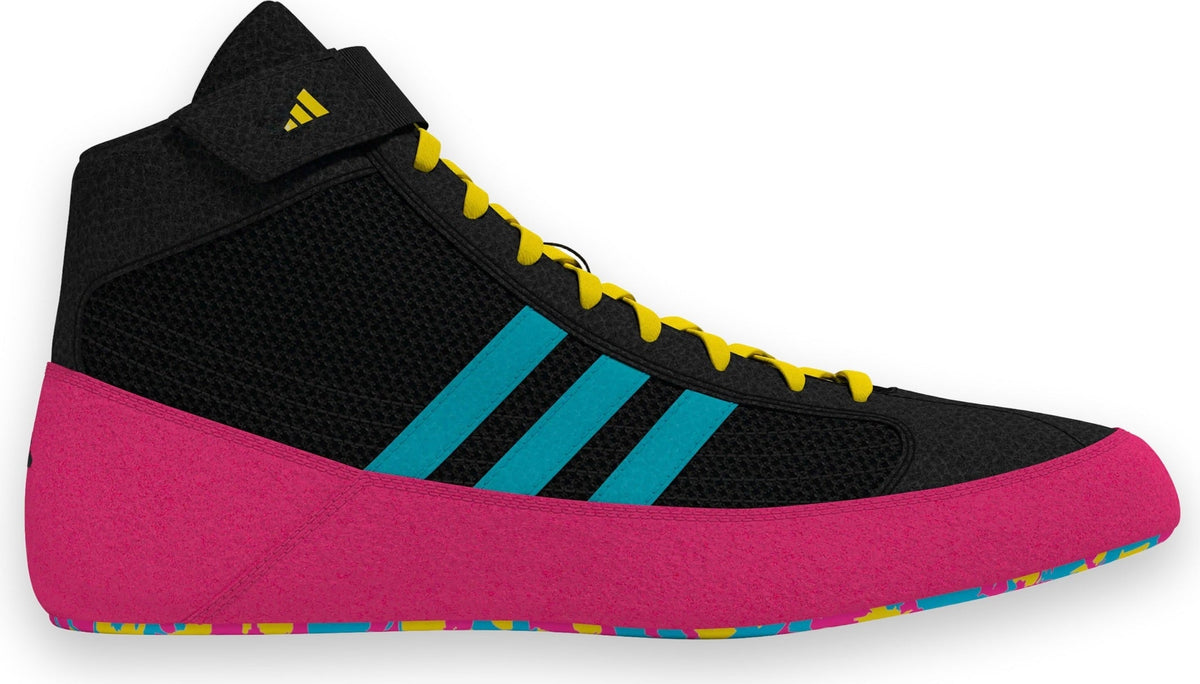 Adidas 221 Hvc 2 Wrestling Shoes - Black Cyan Pink