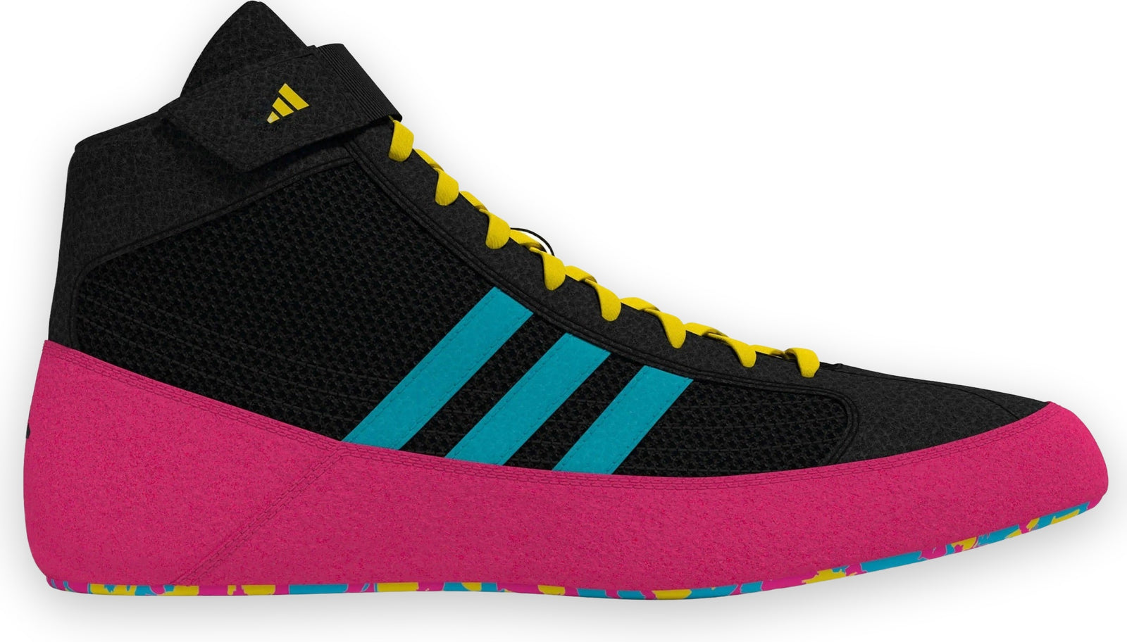 Adidas 221 Hvc 2 Wrestling Shoes - Black Cyan Pink