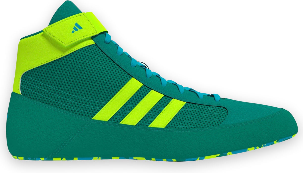 Adidas 222 Hvc 2 Youth Laced Wrestling Shoes - Teal Solar Green Cyan