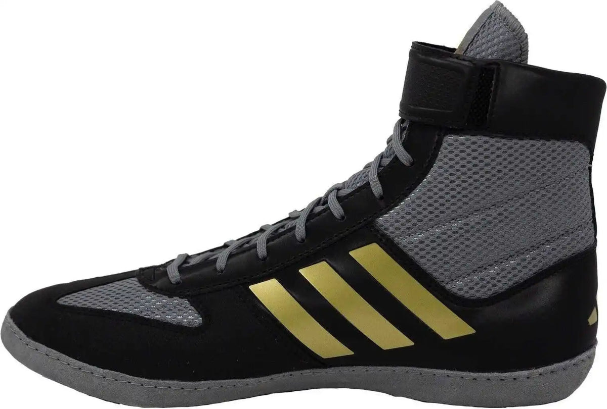 Adidas 224 Combat Speed 5 Wrestling Shoes - Gray Black Metallic Gold