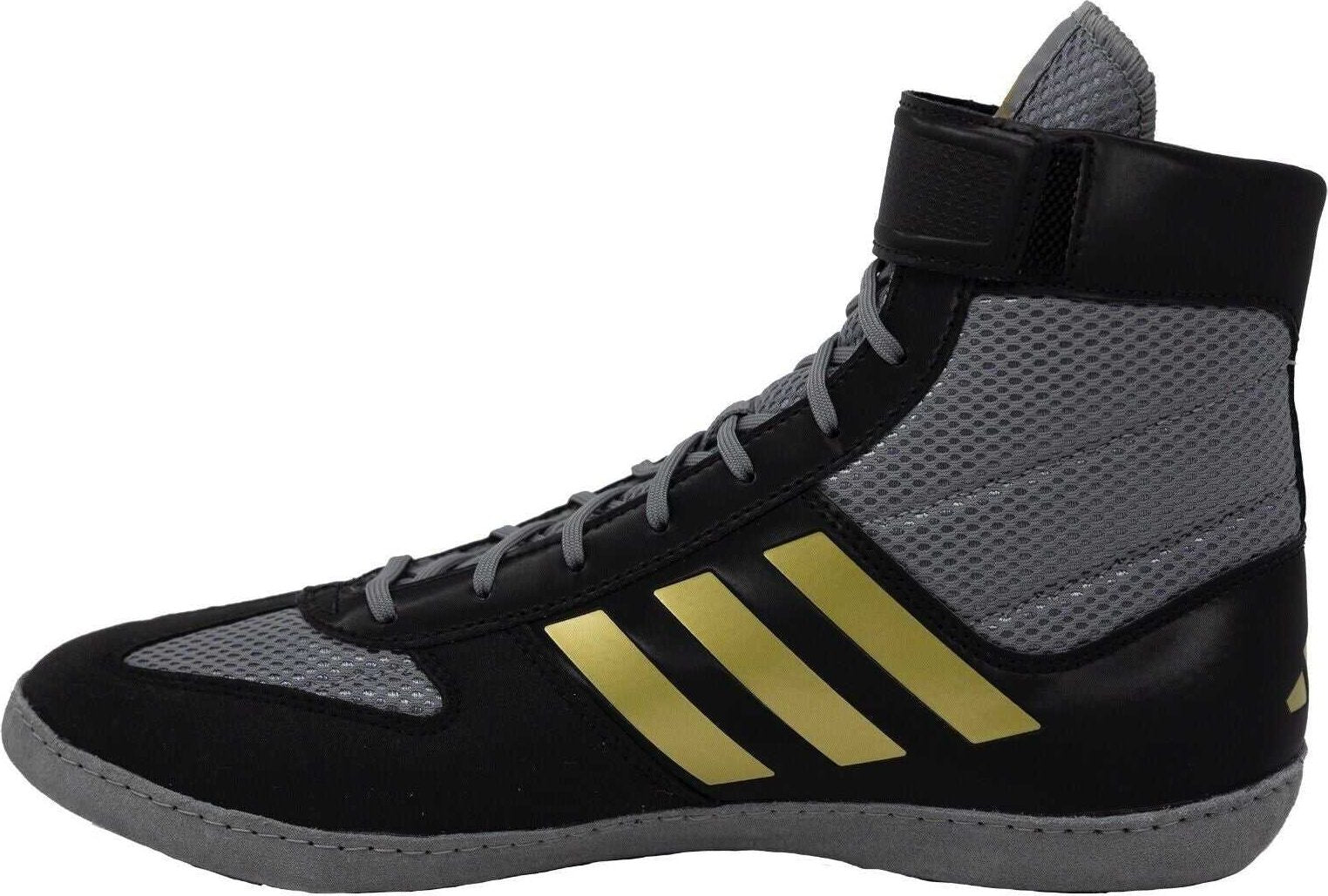 Adidas 224 Combat Speed 5 Wrestling Shoes - Gray Black Metallic Gold