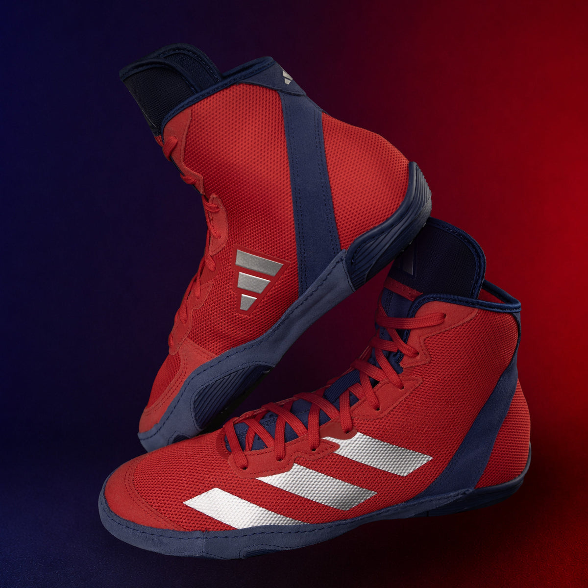 Adidas 233 Adizero Wrestling Shoes - Red Silver Navy