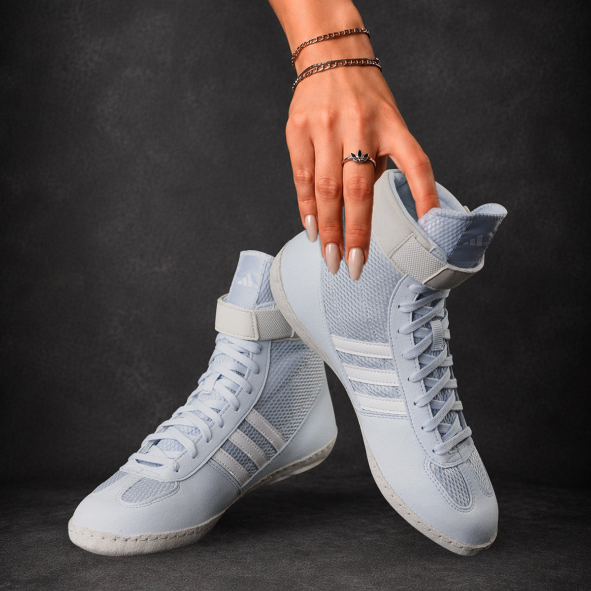 Adidas 235 Women’s Combat Speed 4 Wrestling Shoes - Sky White Grey