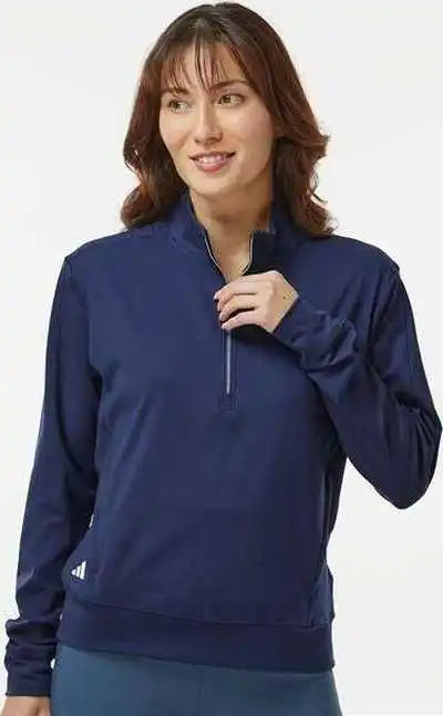 Adidas A1002 Women’s Ultimate365 Textured Quarter Zip Pullover Collegiate Navy
