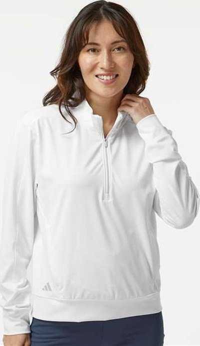 Adidas A1002 Women’s Ultimate365 Textured Quarter-zip Pullover - White