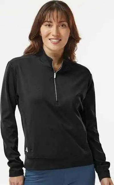 Adidas A1002 Women’s Ultimate365 Textured Quarter Zip Pullover Black