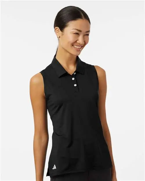 Adidas A1005 Women’s Ottoman Sleeveless Polo - Black