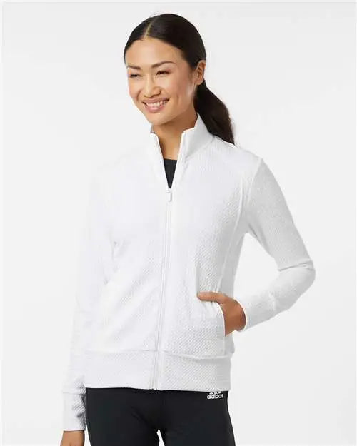 Adidas A1007 Women’s Ultimate Textured Full-zip Jacket - White