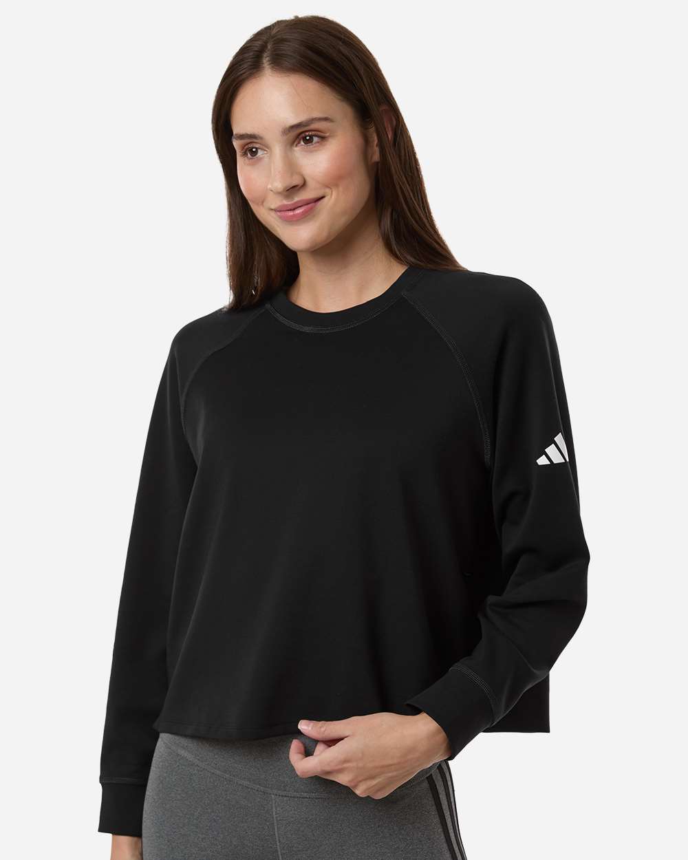 Adidas A1014 Women’s Beyond Side-snap Crewneck Sweatshirt - Black