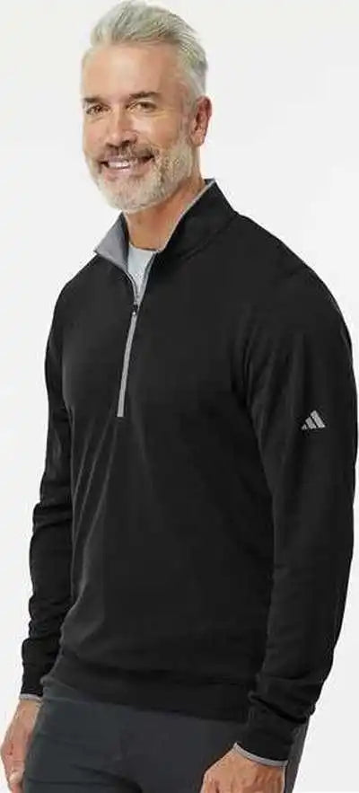 Adidas A2002 Lightweight Quarter-zip Pullover - Black/ Gray Three