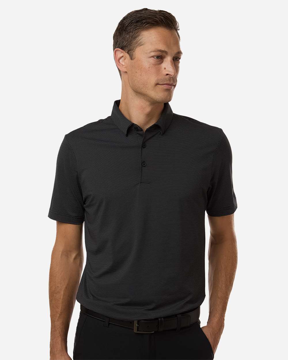 Adidas A2026 Men’s Ultimate365 Pencil Stripe Climacool Polo - Carbon Black