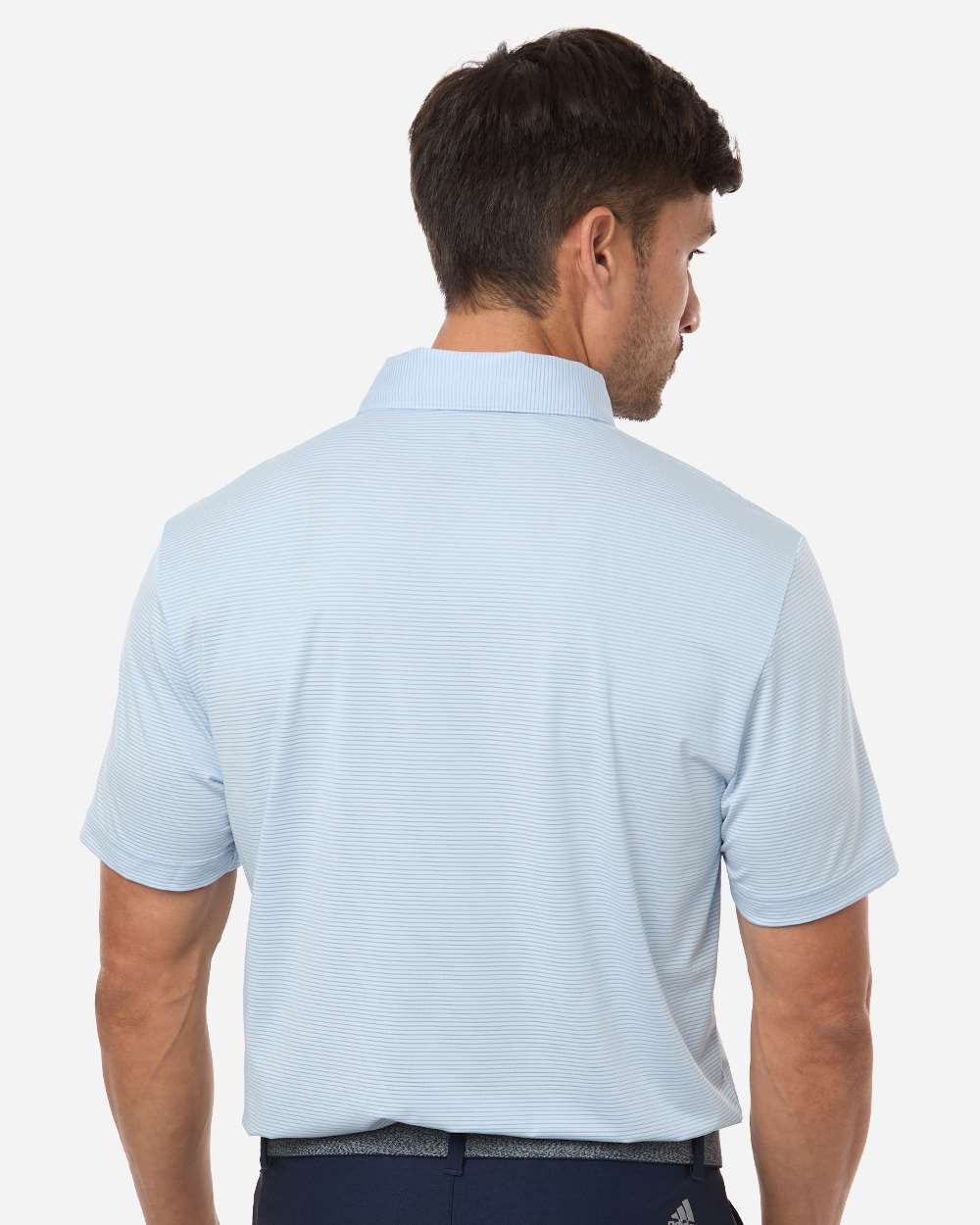Adidas A2026 Men’s Ultimate365 Pencil Stripe Climacool Polo - Crystal Sky Lucid Ray Blue