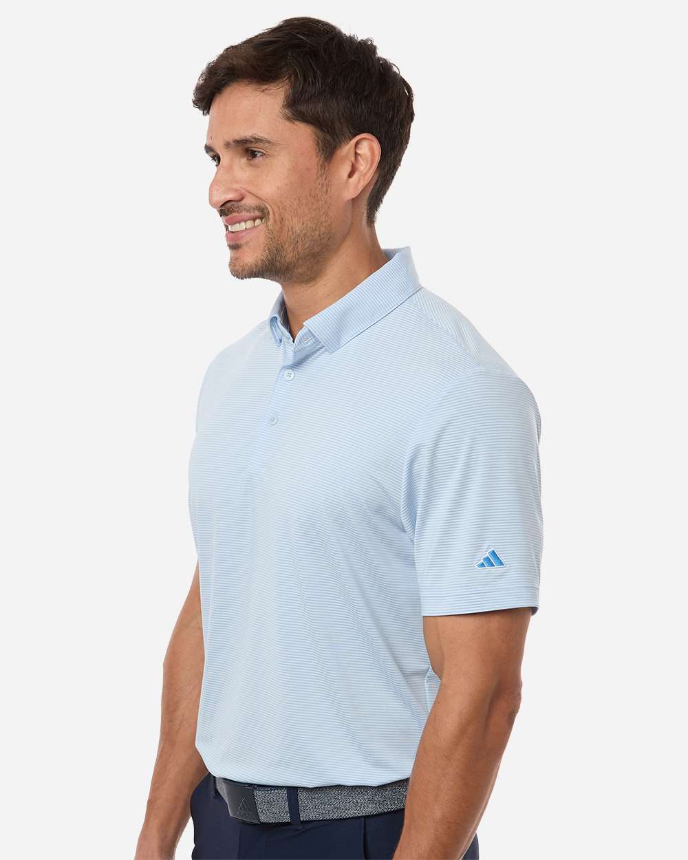 Adidas A2026 Men’s Ultimate365 Pencil Stripe Climacool Polo - Crystal Sky Lucid Ray Blue