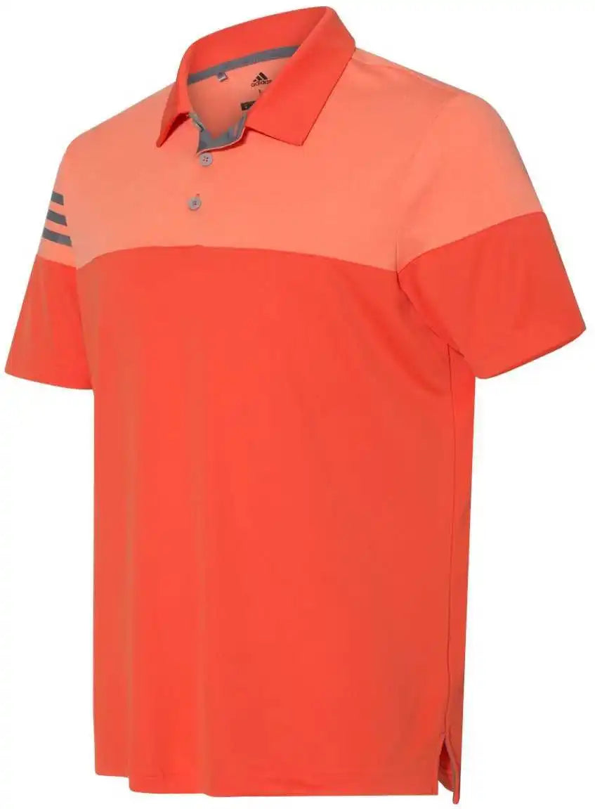 Adidas A213 Heathered 3-stripes Block Sport Shirt - Blaze Orange Vista Grey
