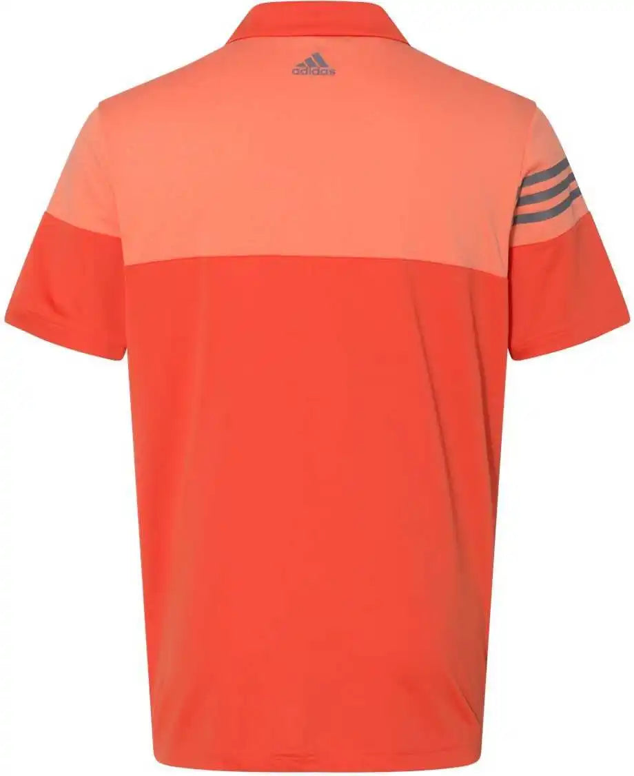 Adidas A213 Heathered 3-stripes Block Sport Shirt - Blaze Orange Vista Grey