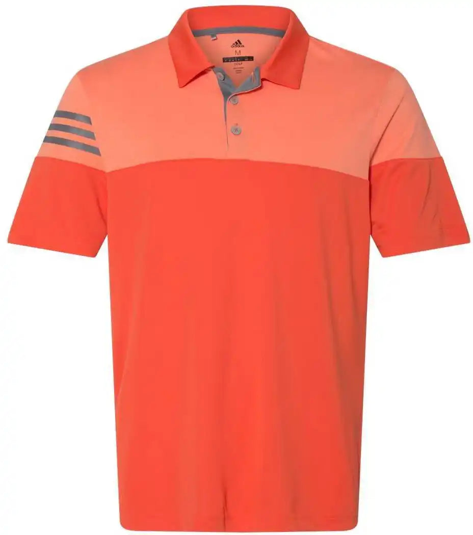 Adidas A213 Heathered 3-stripes Block Sport Shirt - Blaze Orange Vista Grey